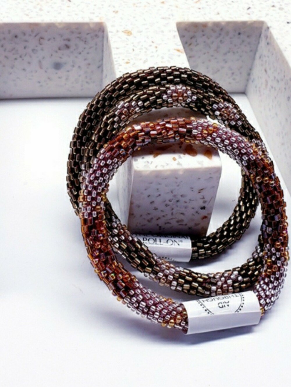 HAZELNUT -Original Roll-On® Bracelets, 7" round, made in Nepal #1 (3 pcs)